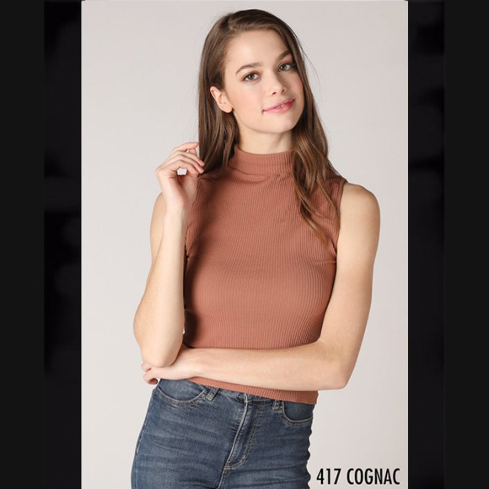 Sexy New Sleeveless and Ribbed Turtleneck